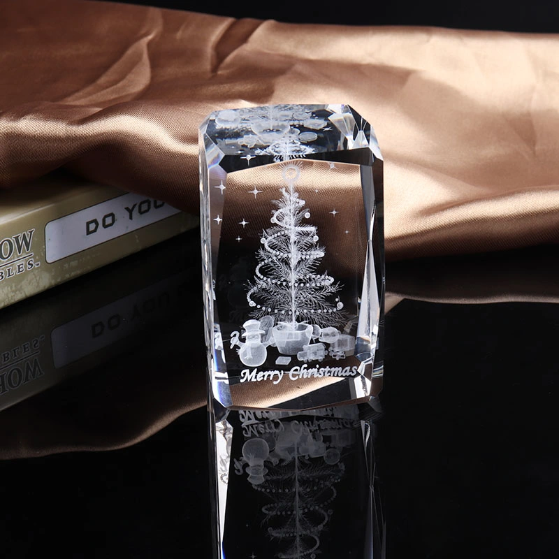 Fashion Carved Crystal Cube for Home Decoration